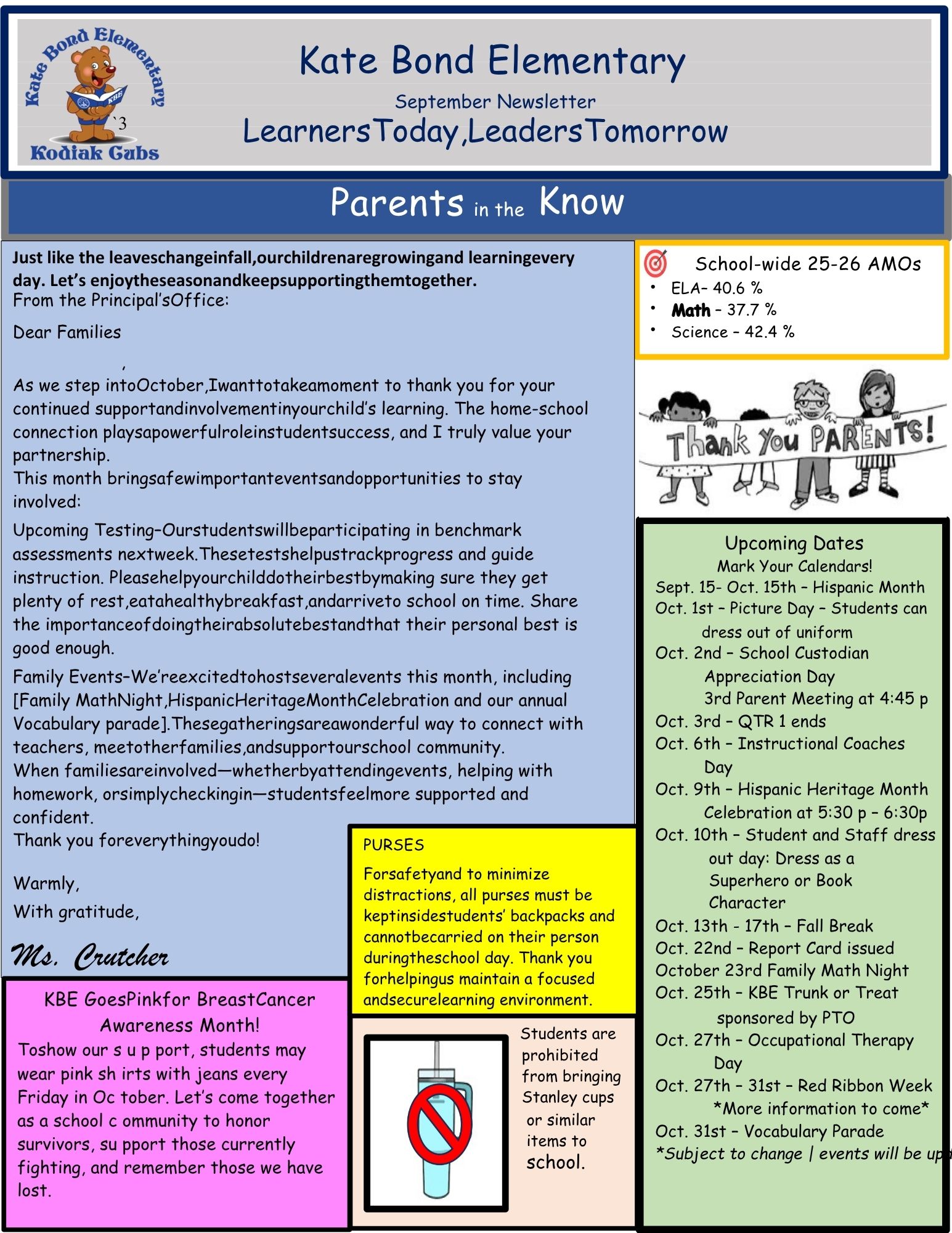 October Parent  NewsLetter