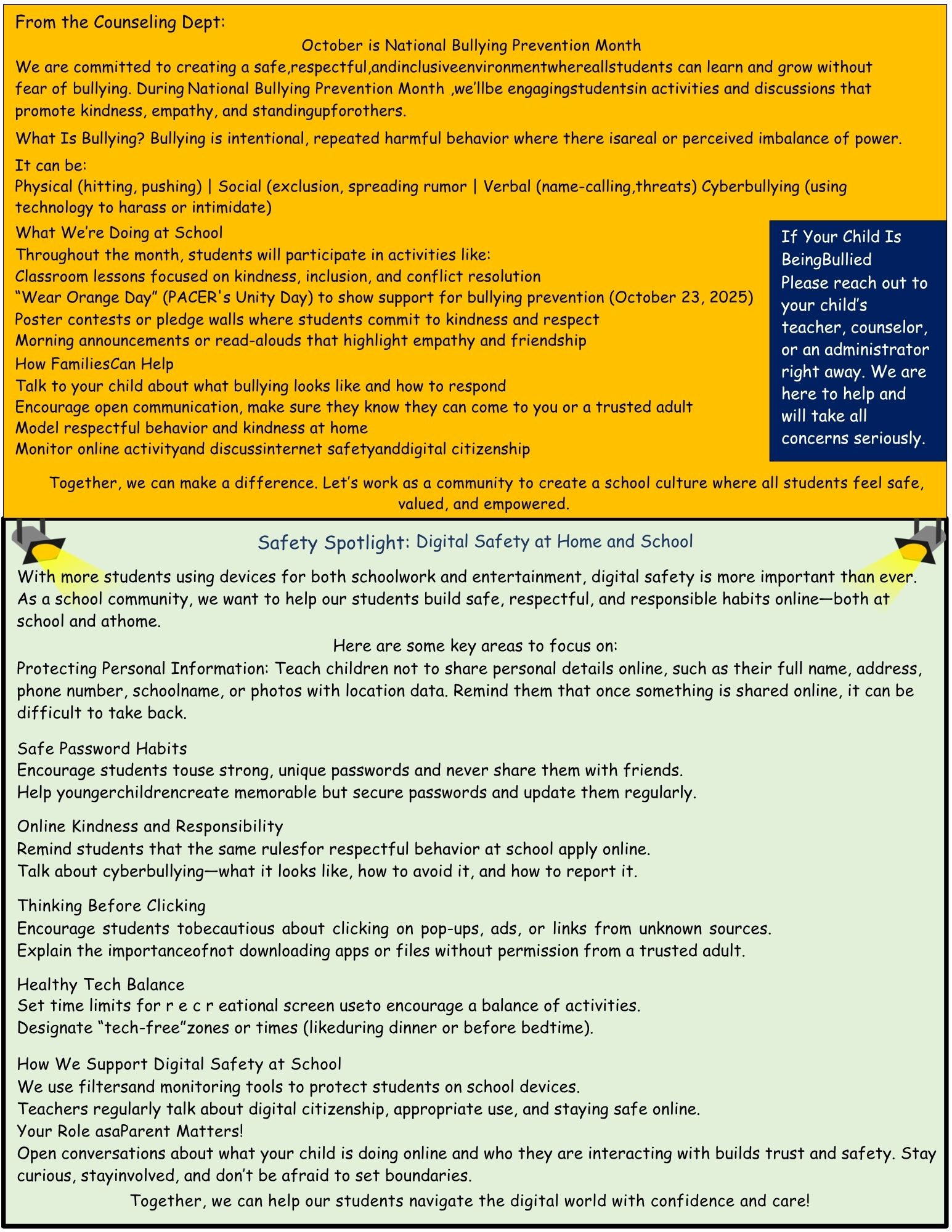 October Parent  NewsLetter