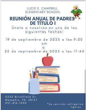 Title I flyer in Spanish