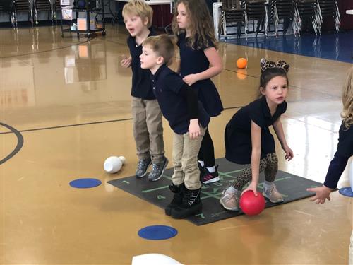 students playing in PE 