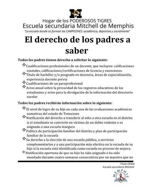 Parents Right to Know-Title I