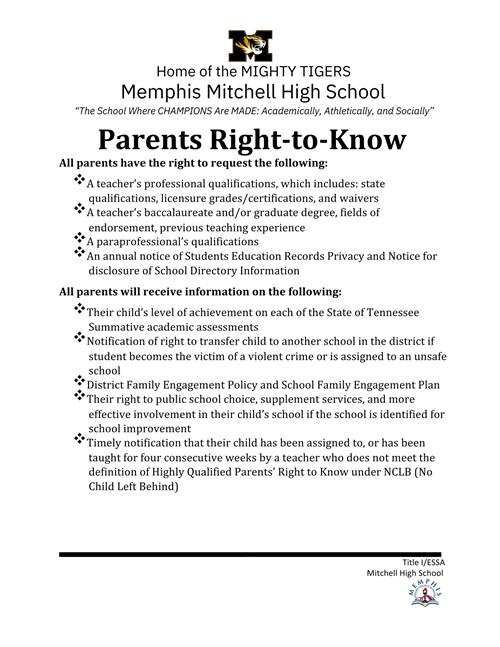 Parents Right to Know-Title I